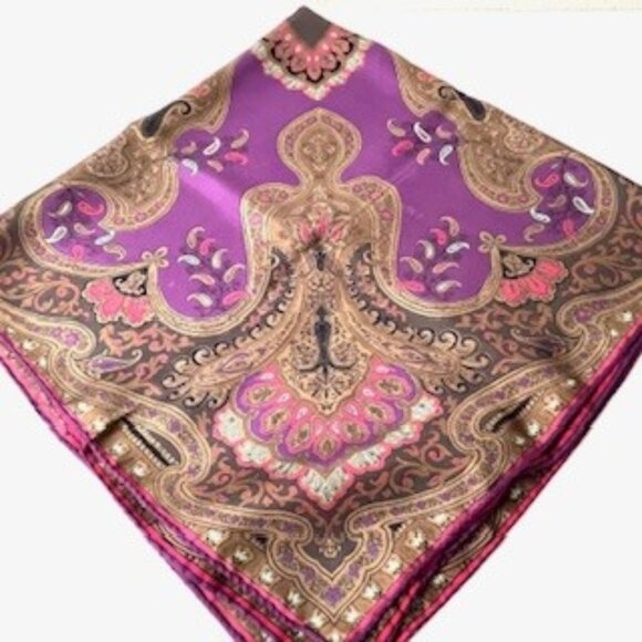 Vintage ETRO 100% Silk Scarf Purple background - Picture 4 of 6